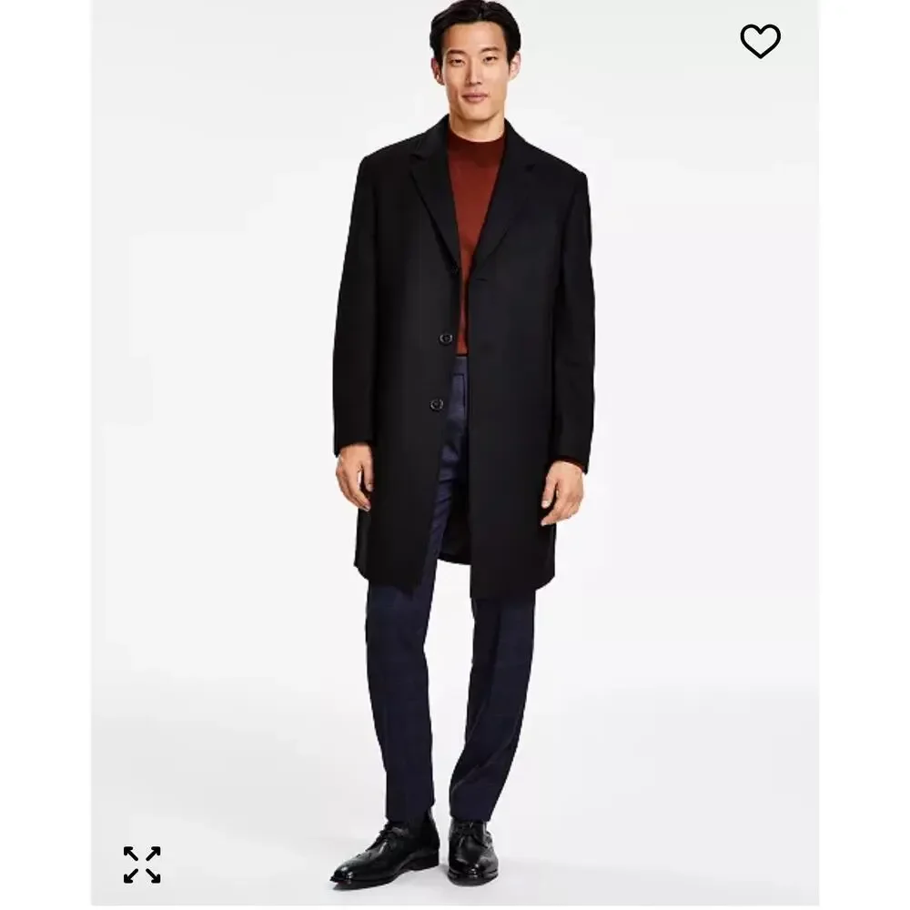 Michael Kors Classic Fit Luxury Wool Cashmere Blend Overcoats Black 48R NWT